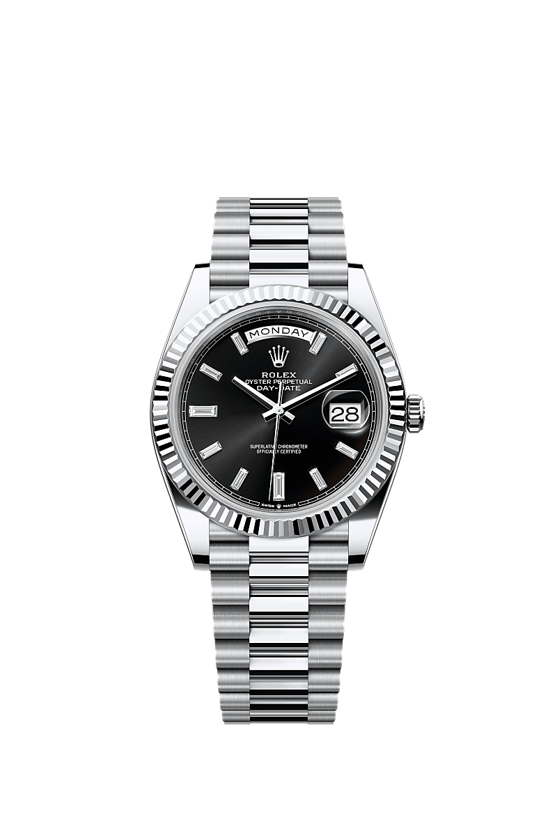 Rolex Day-Date 40 platinum black baguette diamond dial 228236