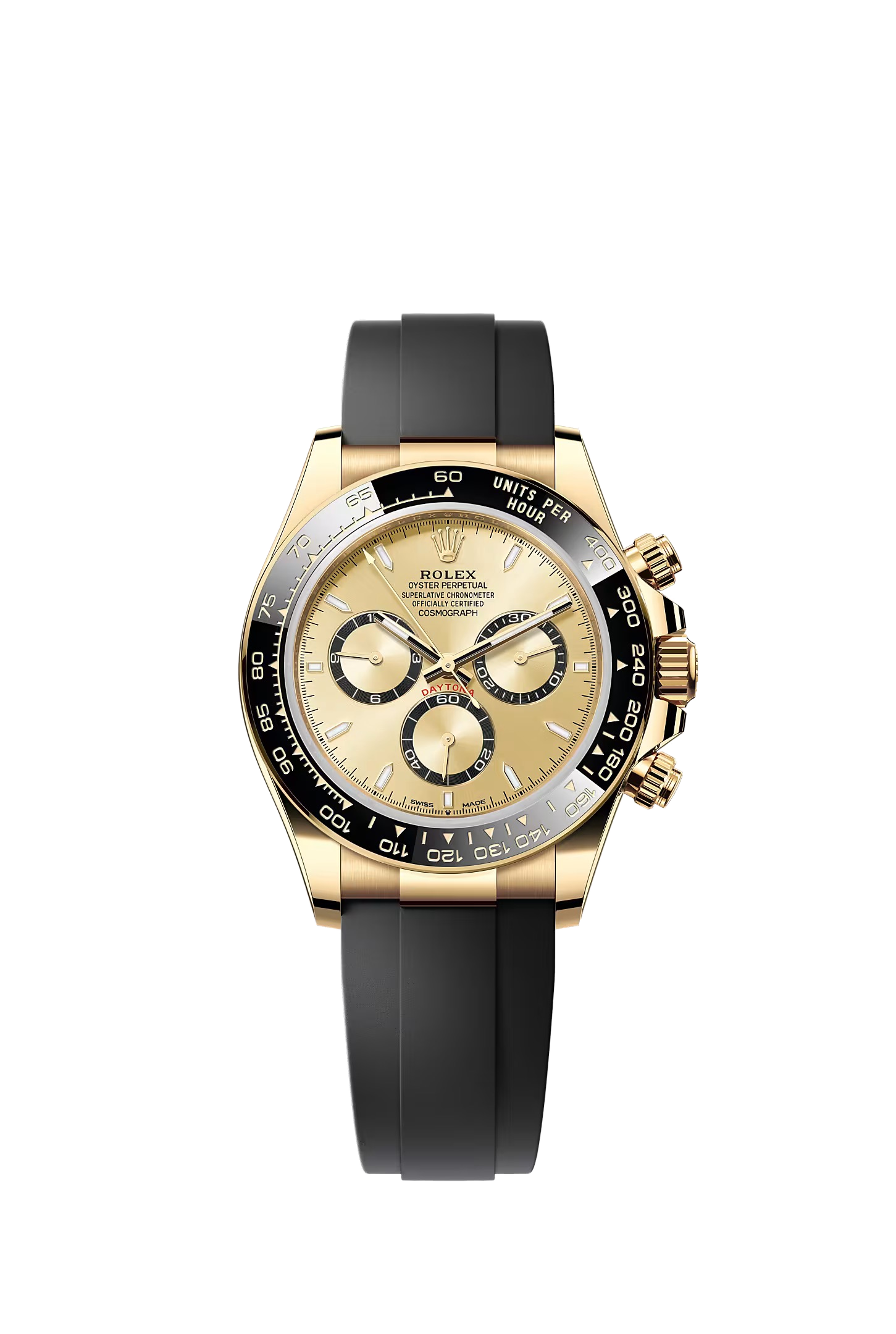 Rolex Cosmograph Daytona yellow gold champagne dial gold counters Oysterflex 126518LN