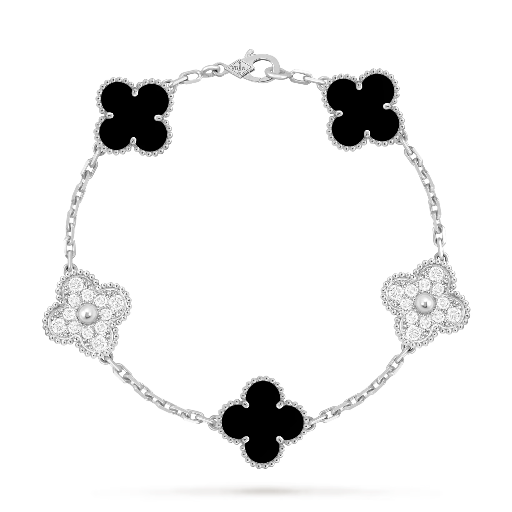 5 Clover Bracelet 18k Gold with 2 Diamonds