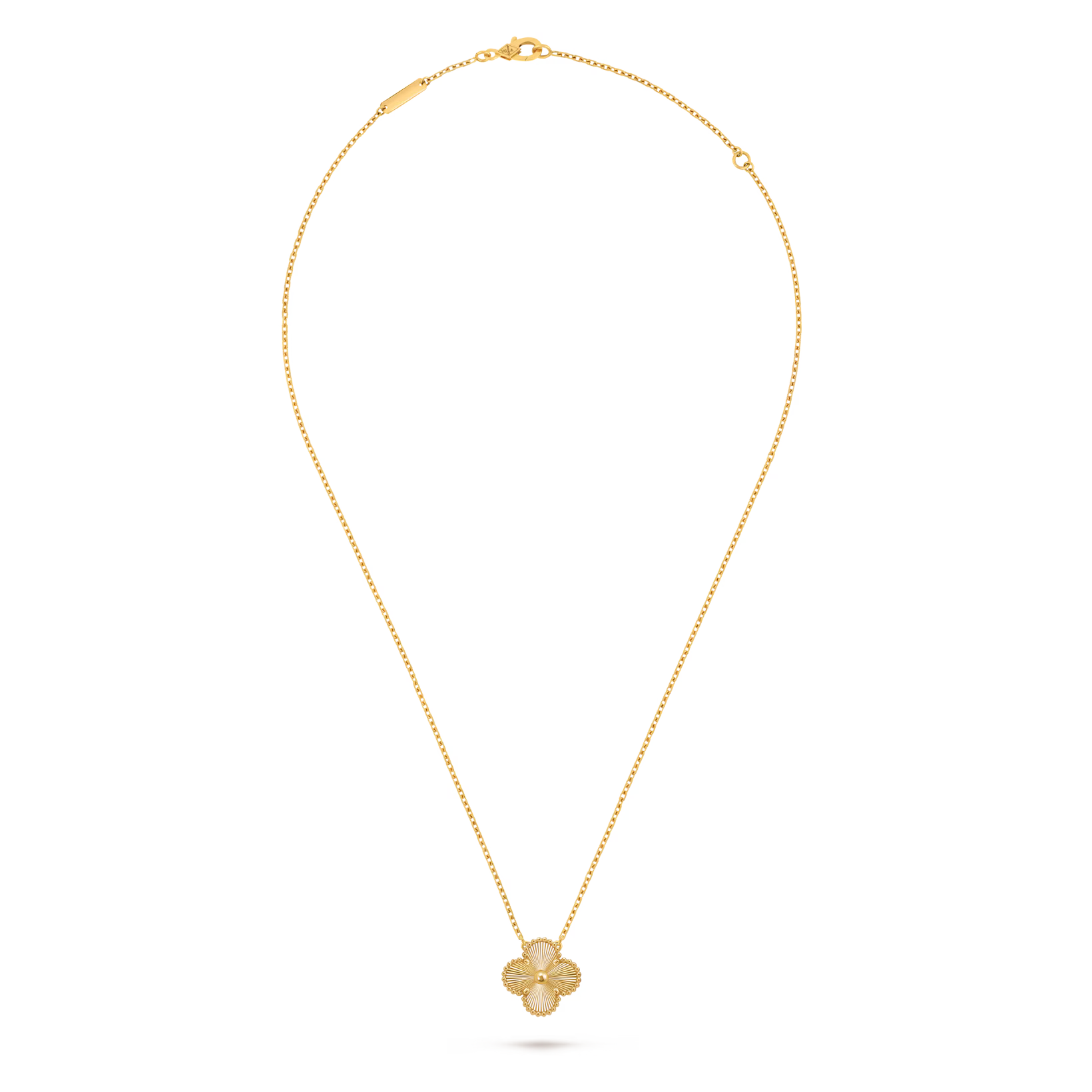 Single Clover Necklace Solid Yellow Gold