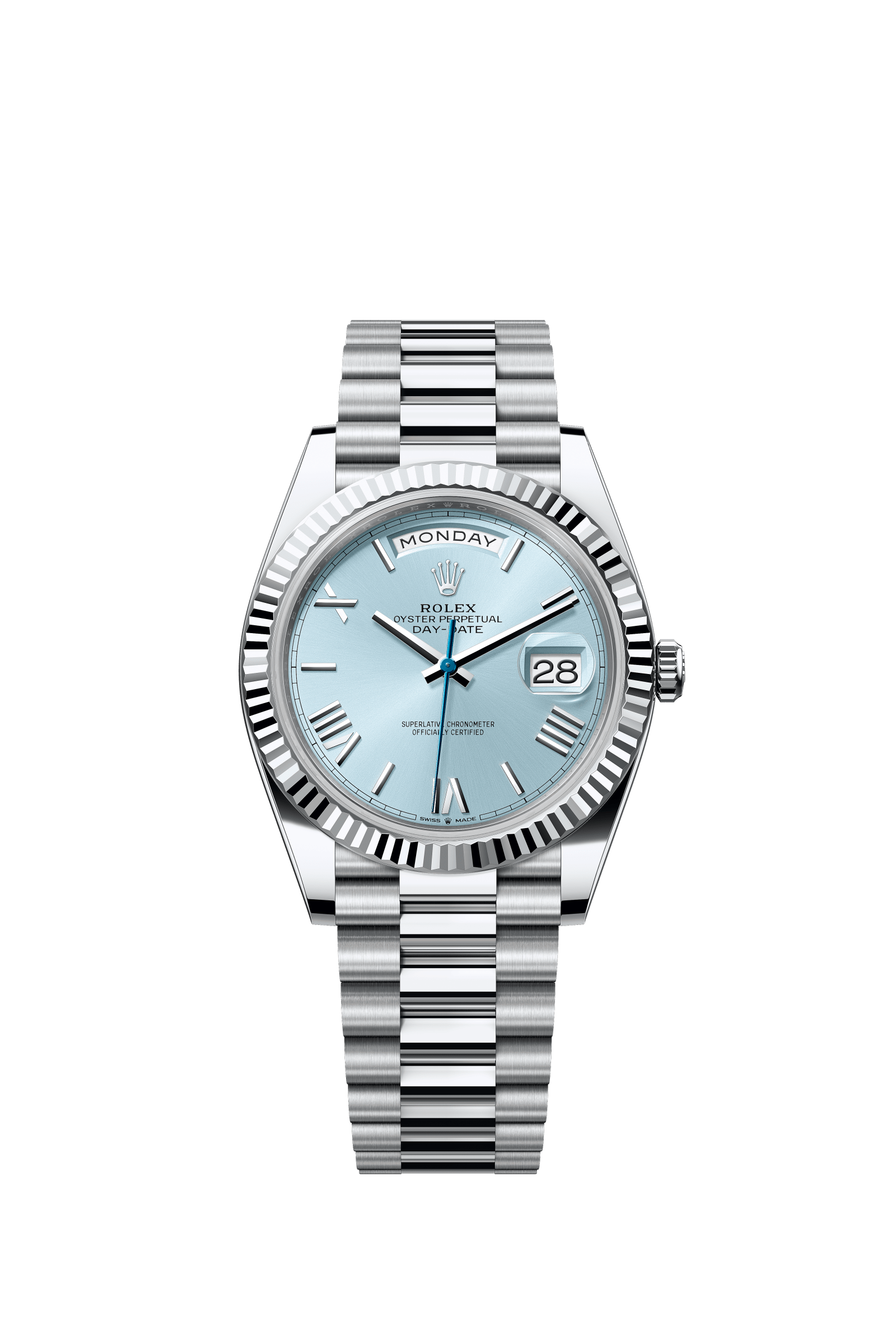Rolex Day-Date 40 platinum ice blue Roman dial 228236