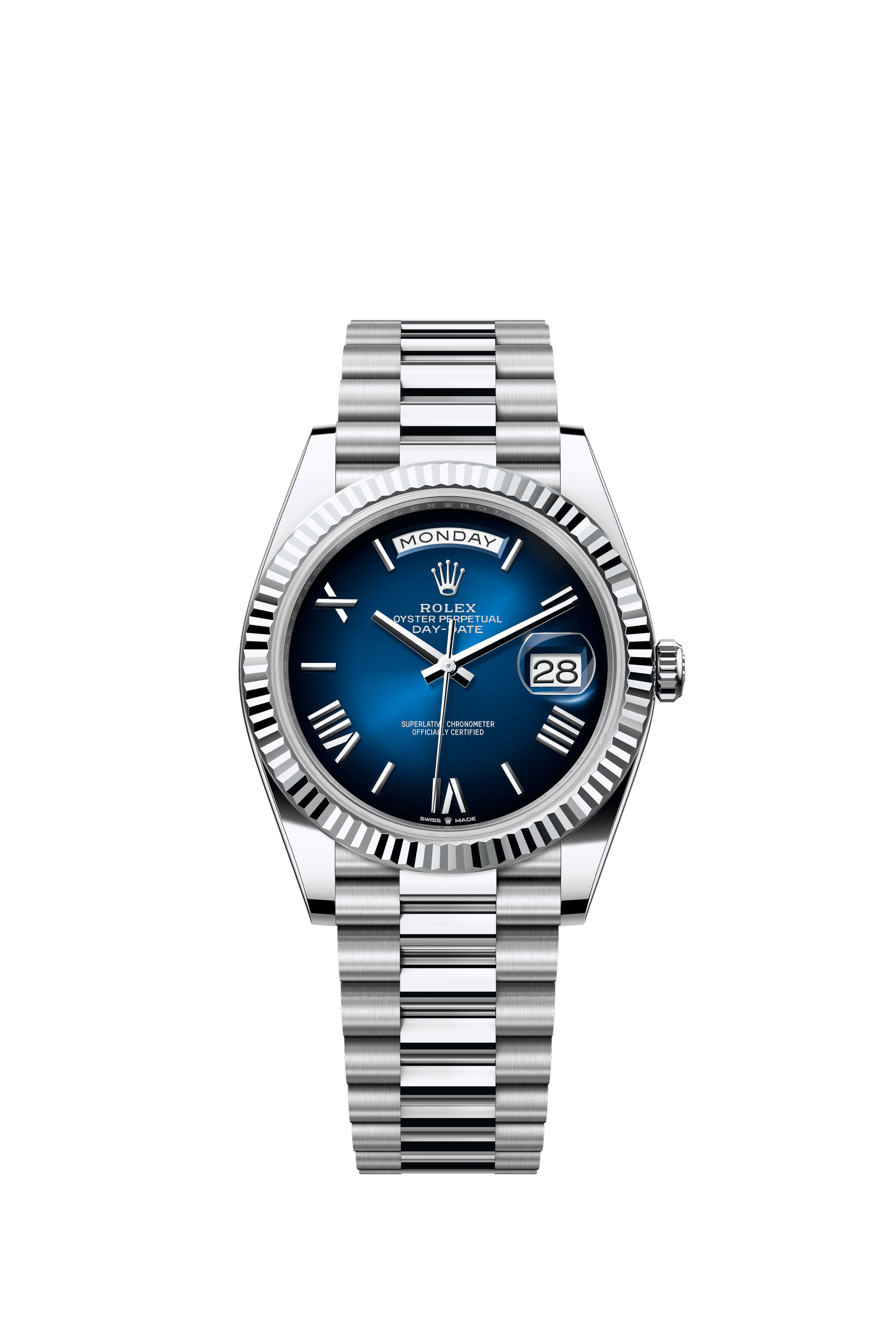 Rolex Day-Date 40 platinum blue ombre Roman dial 228236