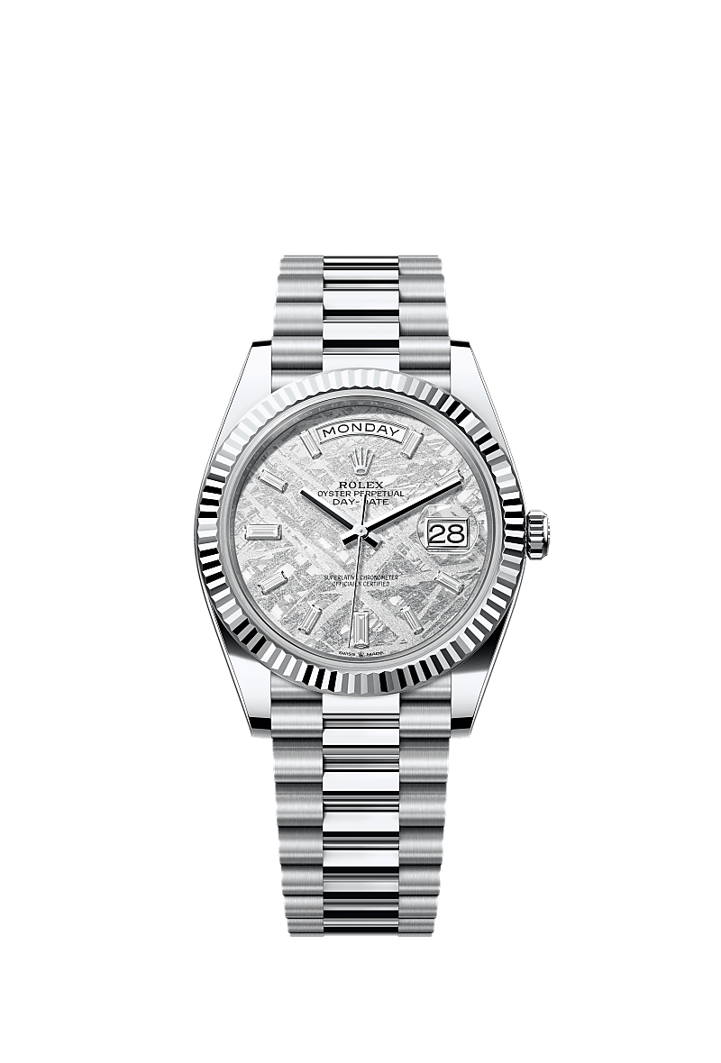 Rolex Day-Date 40 platinum meteorite baguette diamond dial 228236