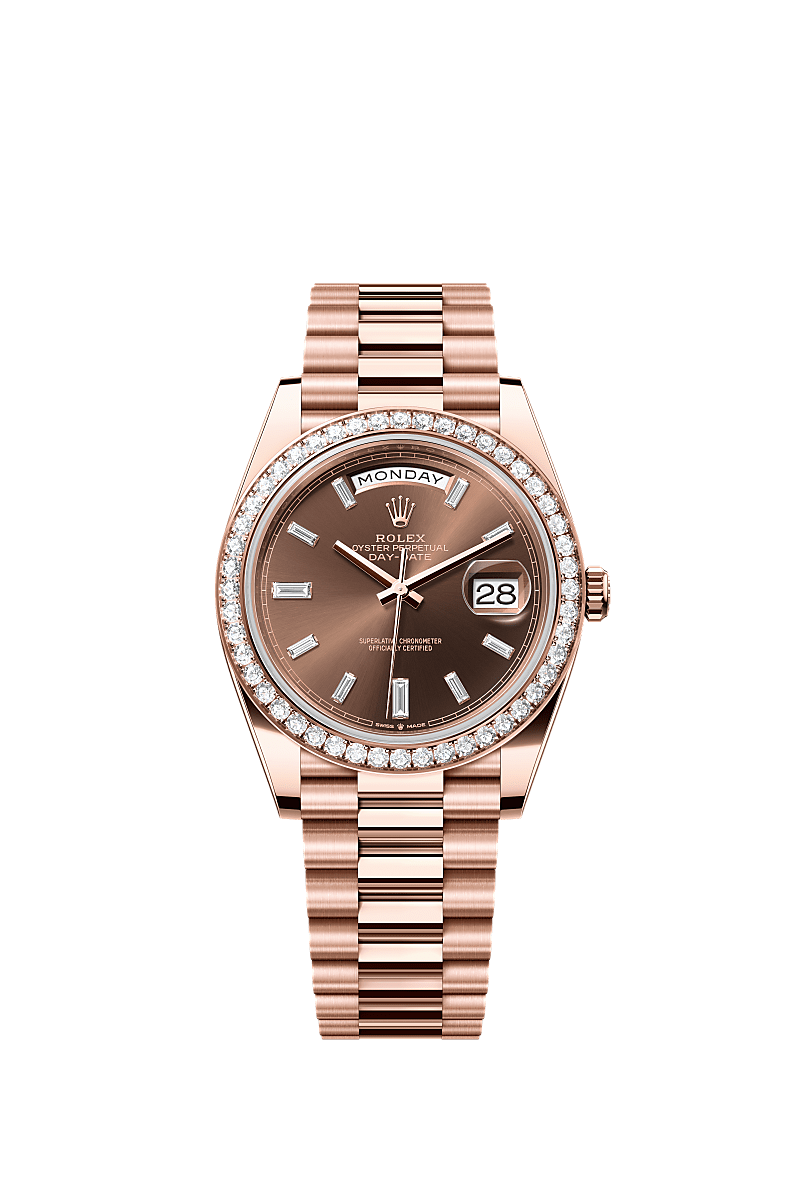 Rolex Day-Date 40 Everose chocolate diamond dial diamond bezel 228345RBR