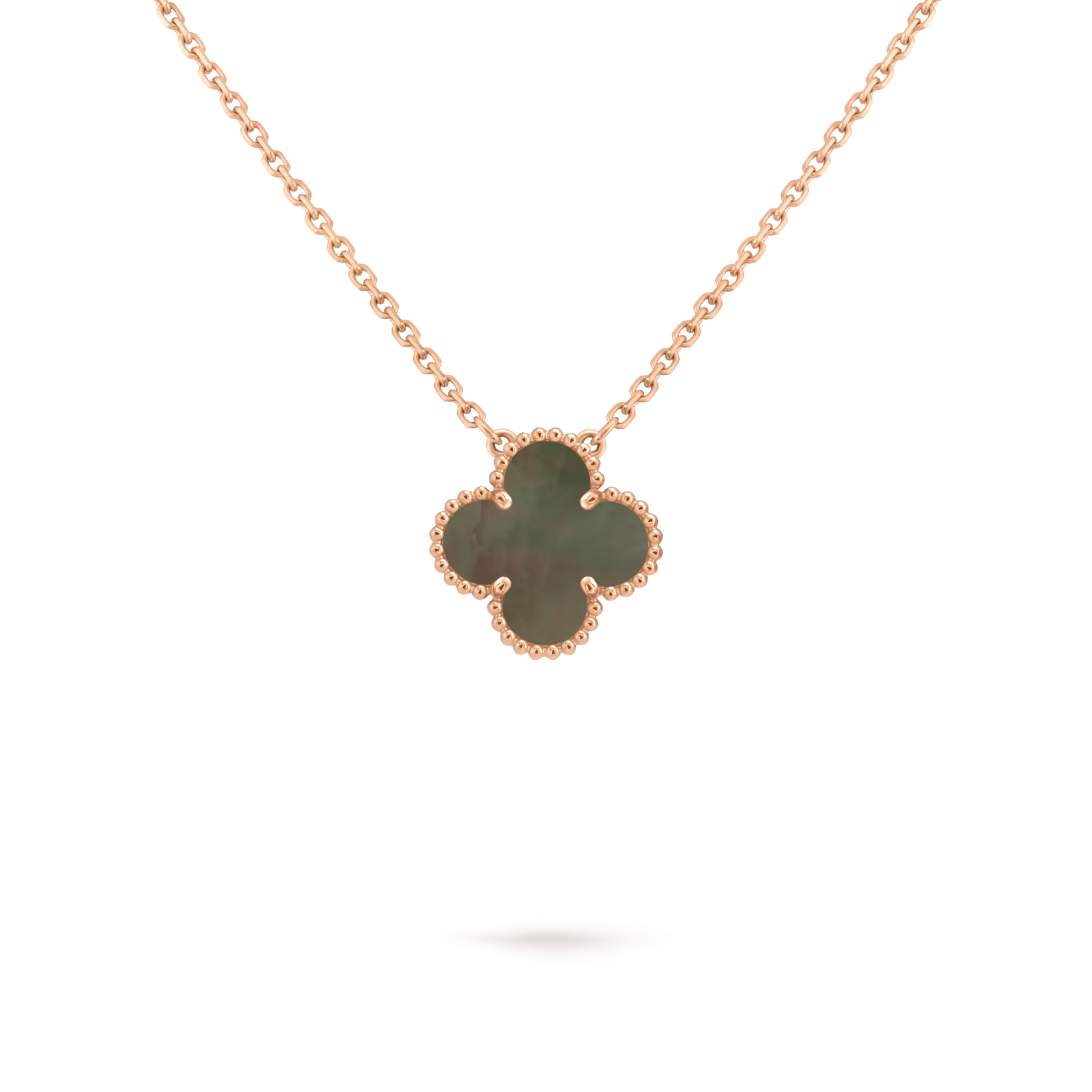 Single Clover Necklace Rose Gold Tahitian Mother Of Pearl