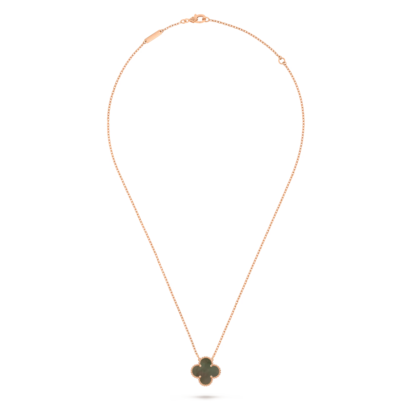 Single Clover Necklace Rose Gold Tahitian Mother Of Pearl