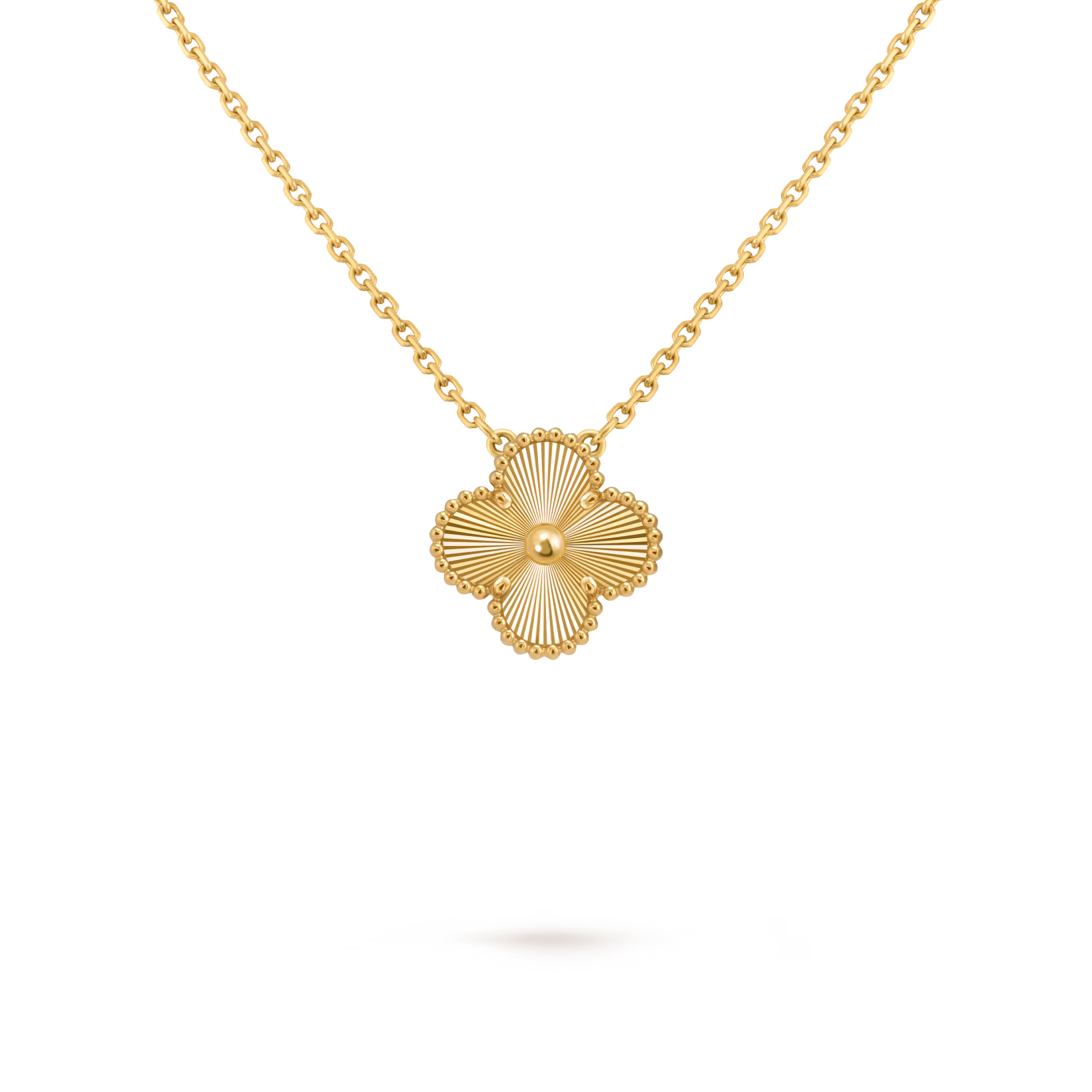 Single Clover Necklace Solid Yellow Gold