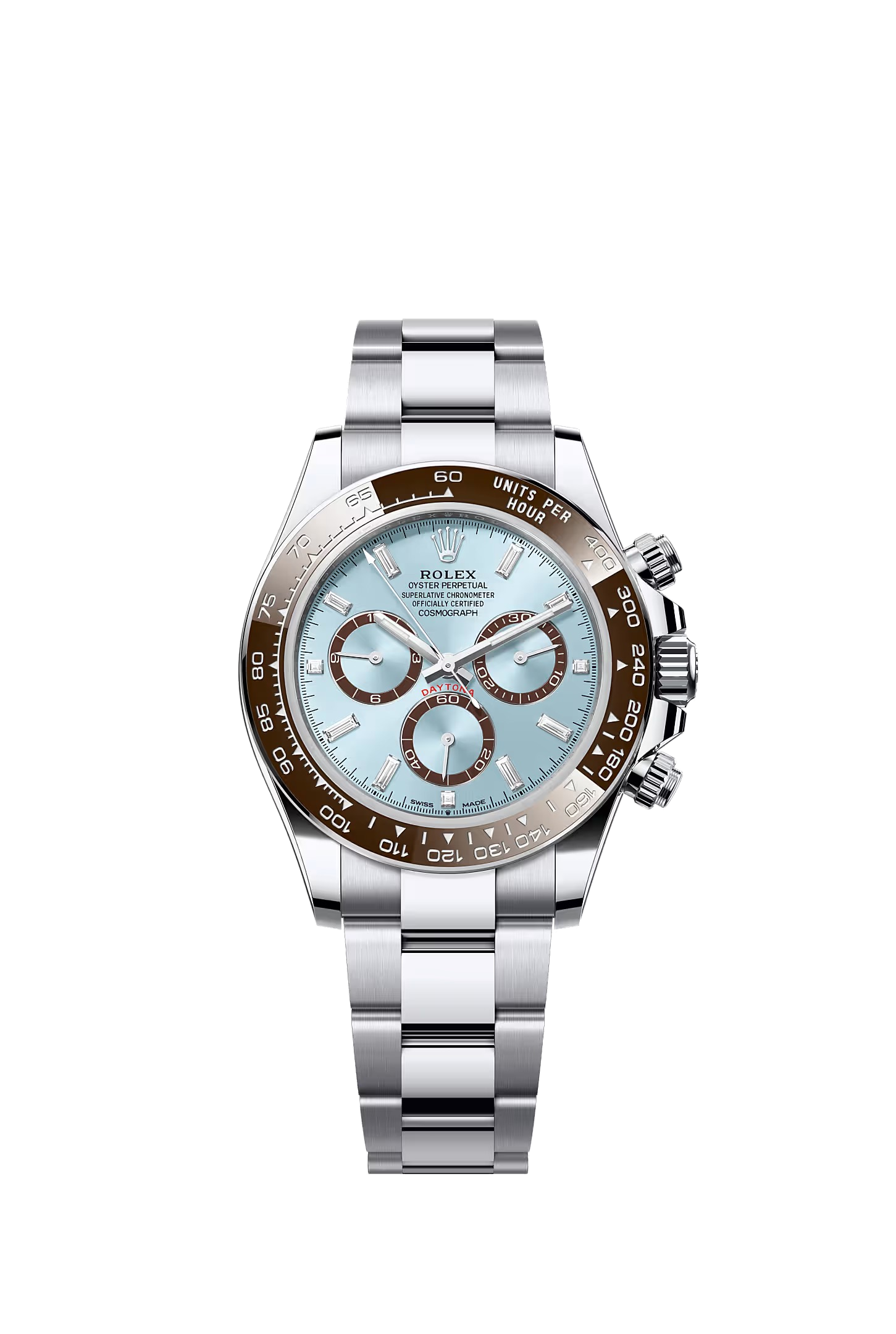 Rolex Cosmograph Daytona platinum ice blue baguette diamond dial 126506