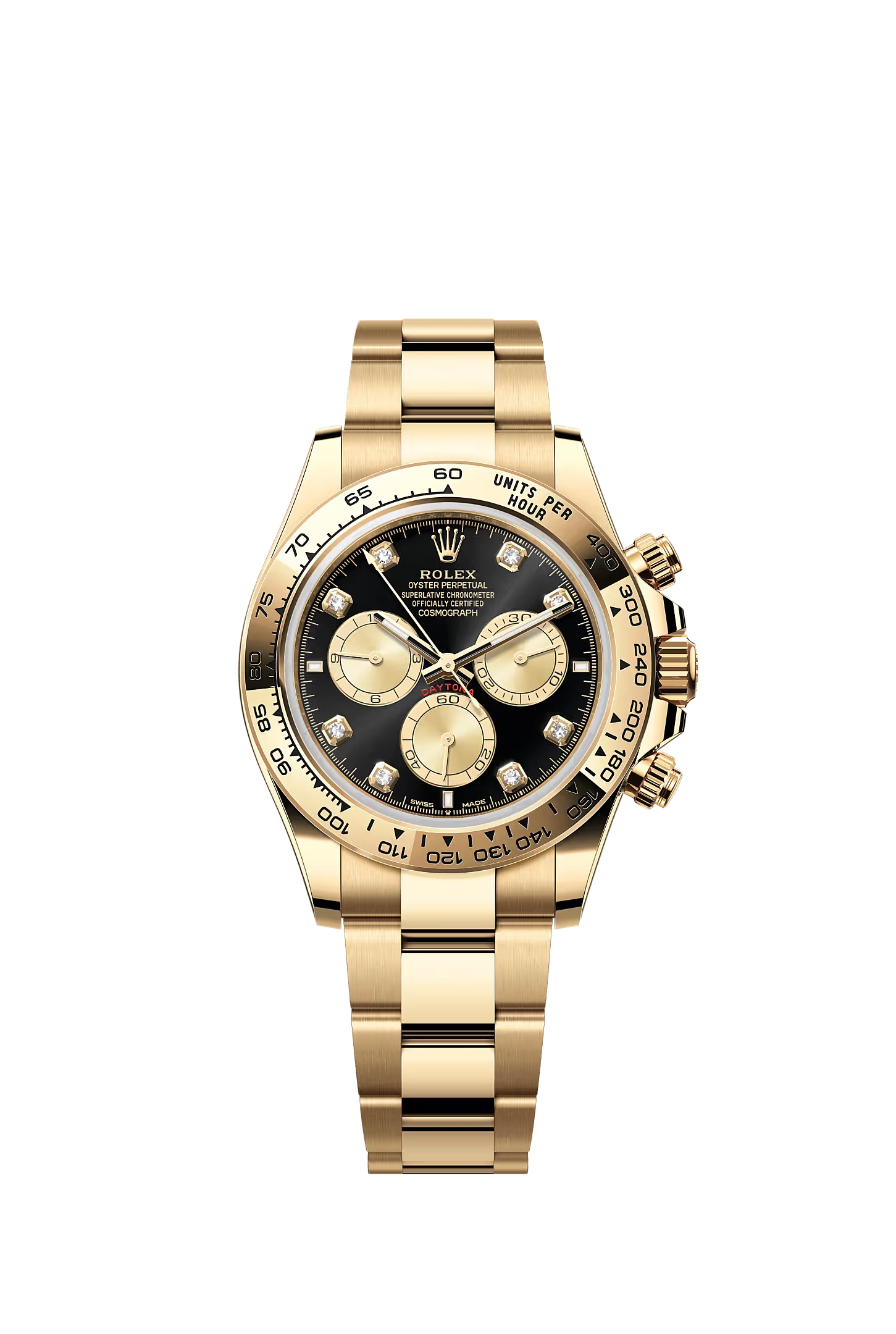 Rolex Cosmograph Daytona yellow gold black diamond dial 126508