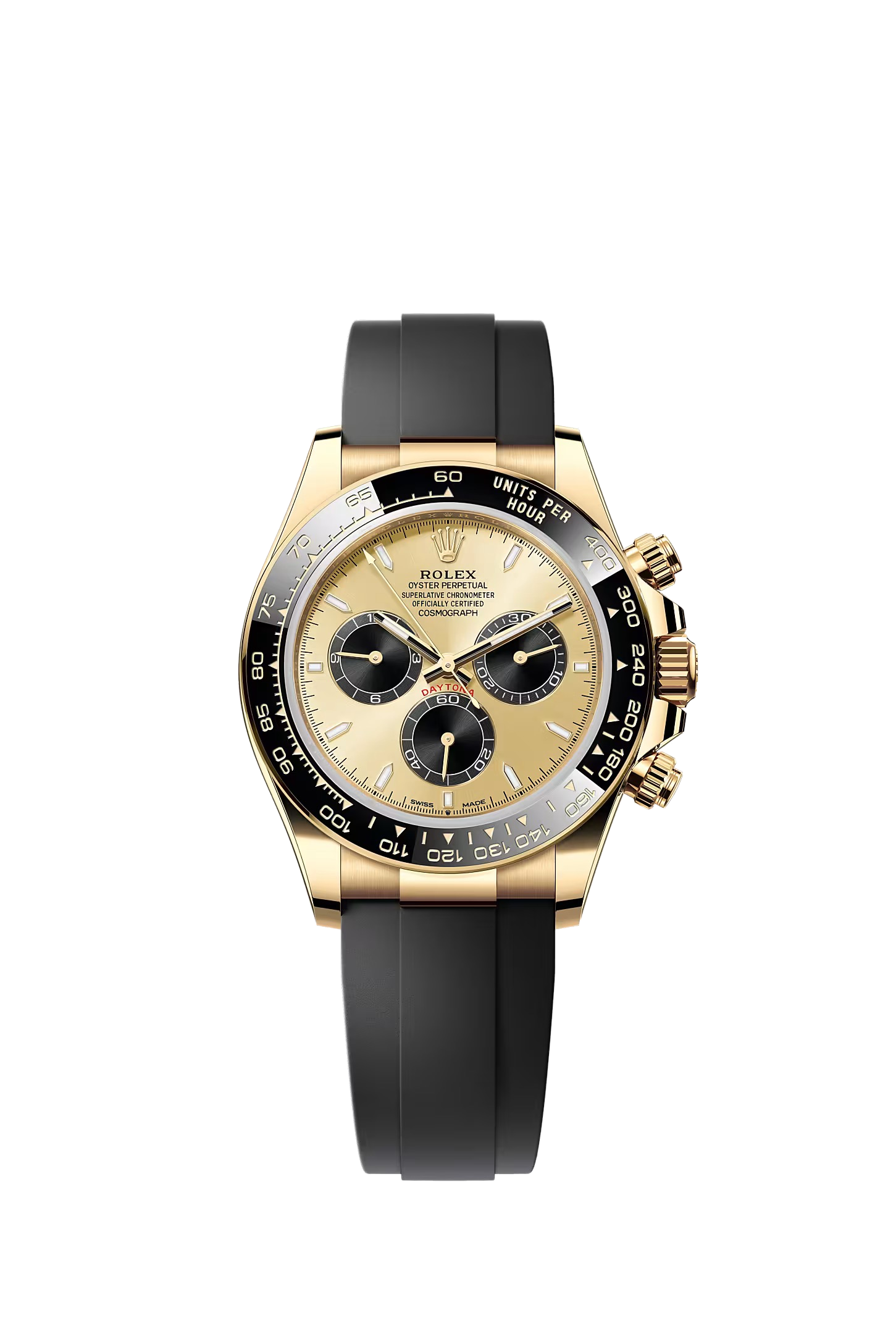 Rolex Cosmograph Daytona yellow gold champagne dial black counters Oysterflex 126518LN