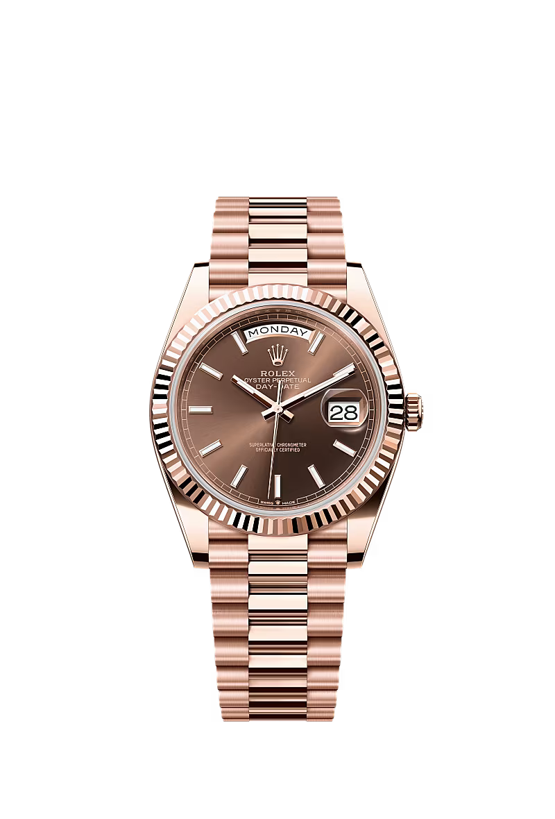 ROLEX ROSE DAY-DATE CHOCOLATE BATON DIAL